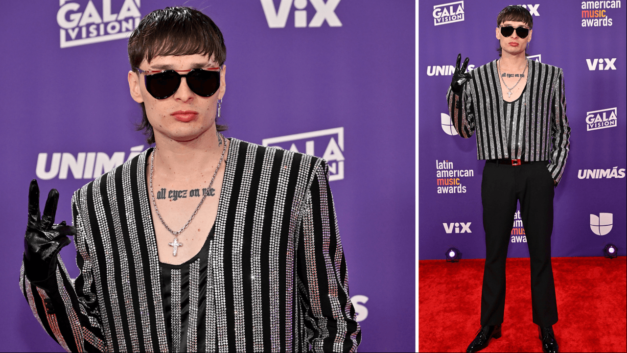 Peso Pluma en la alfombra roja de Latin American Music Awards 2024.