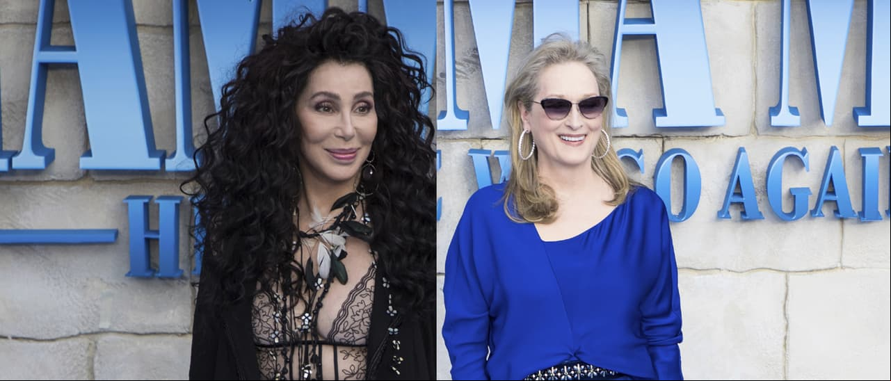 ¡OMG! Meryl Streep y Cher se besan en la premiere de ‘Mamma Mia! 2’