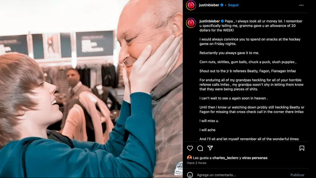 Justin Bieber dedicó un conmovedor mensaje a su abuelo